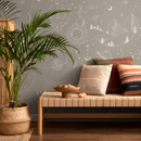 Astrology Wallpaper with Celestial Mountains in Taupe and Cream - D340