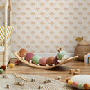 Scallop Wallpaper with a Boho Sunrise Motif in Orange - D348