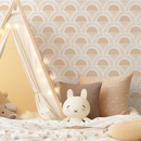 Scallop Wallpaper with a Boho Sunrise Motif in Orange - D348