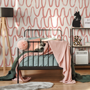 Abstract Wallpaper with Wavy Brushstroke Lines in Pink - D351