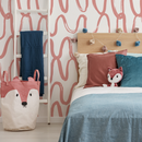 Abstract Wallpaper with Wavy Brushstroke Lines in Pink - D351