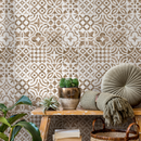 Tile Wallpaper with a Patchwork Motif in Beige - D525