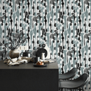 Abstract Wallpaper with Vertical Brushstrokes in Black and Green - D538
