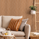 Abstract Wallpaper with Wavy Vertical Lines in Terracotta and White - D749