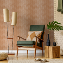 Abstract Wallpaper with Wavy Vertical Lines in Terracotta and White - D749