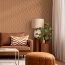 Abstract Wallpaper with Wavy Vertical Lines in Terracotta and White - D749
