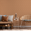Abstract Wallpaper with Wavy Vertical Lines in Terracotta and White - D749