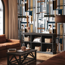 Abstract Wallpaper with Intersecting Geometric Lines in Black, Blue, and Brown - D752