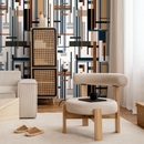 Abstract Wallpaper with Intersecting Geometric Lines in Black, Blue, and Brown - D752