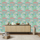 Modish Blue Floral Wallpaper Fashionable