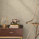 Animal Print Wallpaper with Organic Motif in Tan and Light Beige - D855