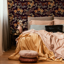 Chinoiserie Wallpaper with Dragons and Florals in Red and Orange - D874