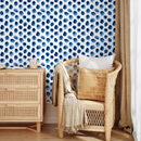 Watercolor Wallpaper Featuring Painted Dots in Blue - D934