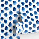 Watercolor Wallpaper Featuring Painted Dots in Blue - D934