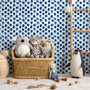 Watercolor Wallpaper Featuring Painted Dots in Blue - D934