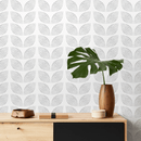 Minimalist Scandinavian Dotted Leaf Wallpaper in Gray - D983