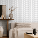 Minimalist Scandinavian Dotted Leaf Wallpaper in Gray - D983