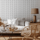Minimalist Scandinavian Dotted Leaf Wallpaper in Gray - D983