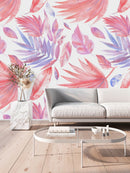 Pink and Blue Leaves Wallpaper