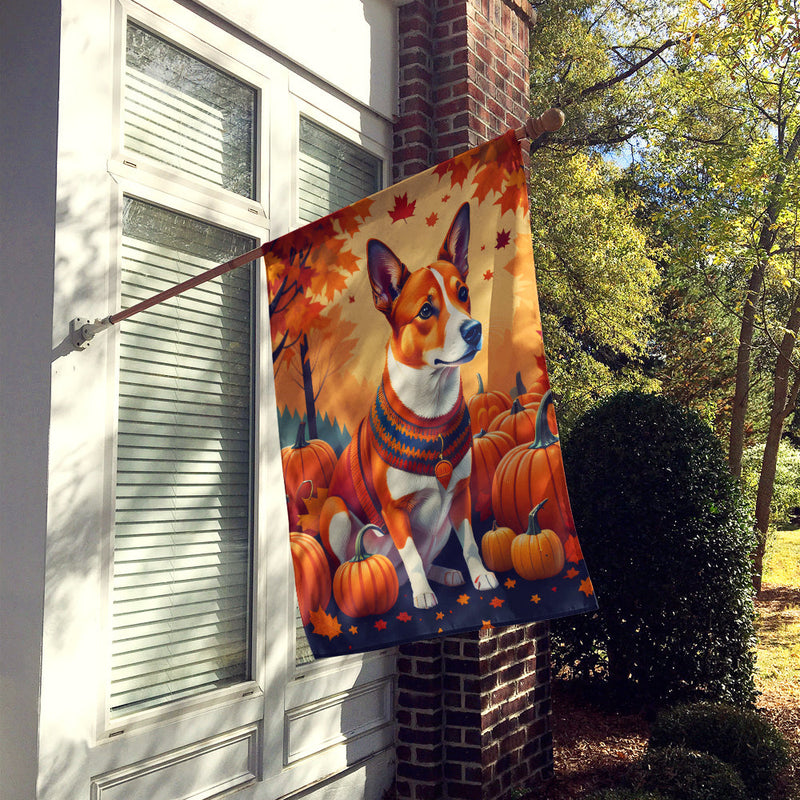 Red Basenji Fall House Flag