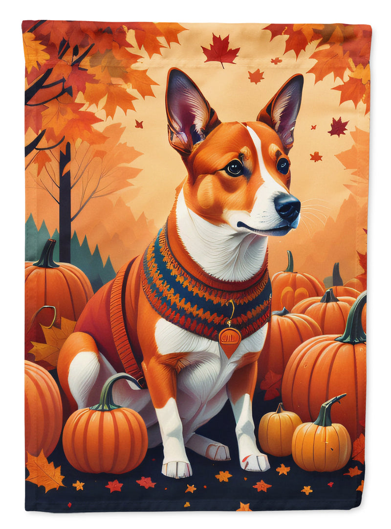 Red Basenji Fall House Flag