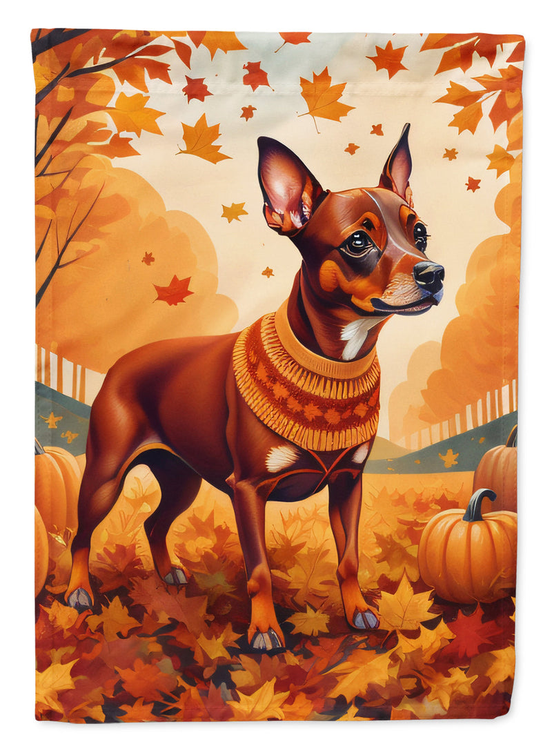 Red Miniature Pinscher Fall Garden Flag