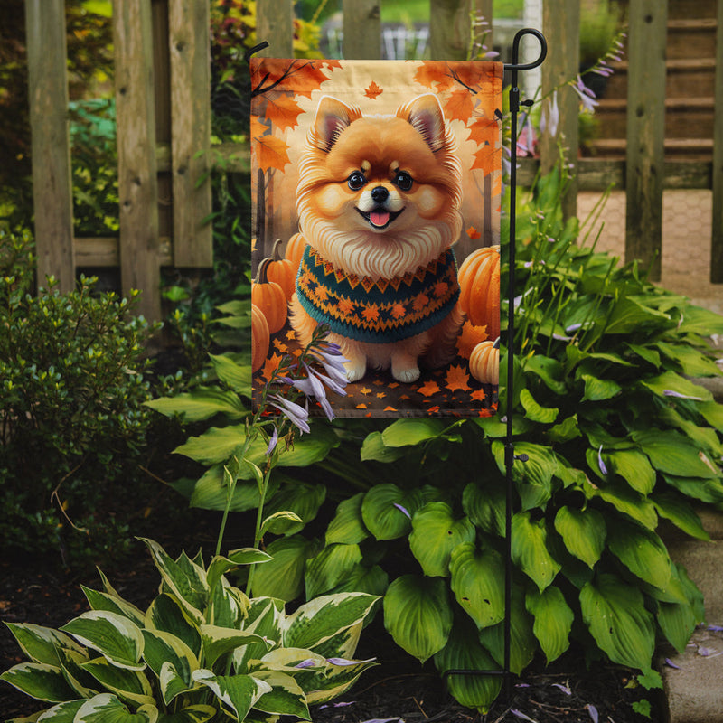 Pomeranian Fall Garden Flag