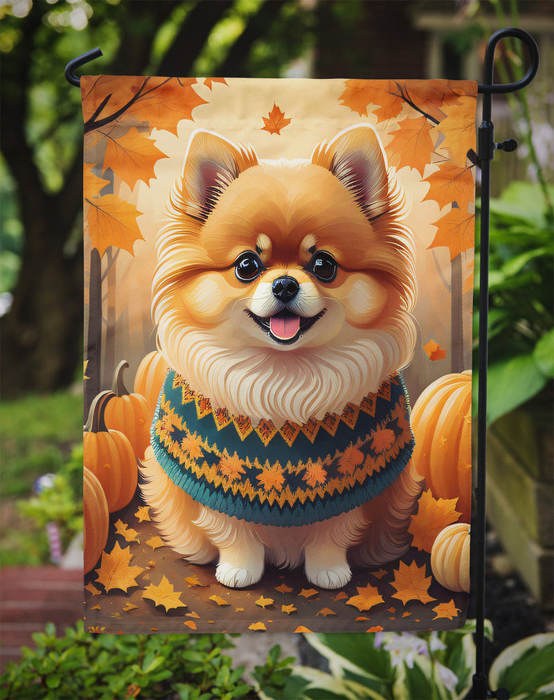 Pomeranian Fall Garden Flag