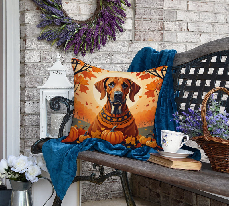 Rhodesian Ridgeback Fall Fabric Decorative Pillow