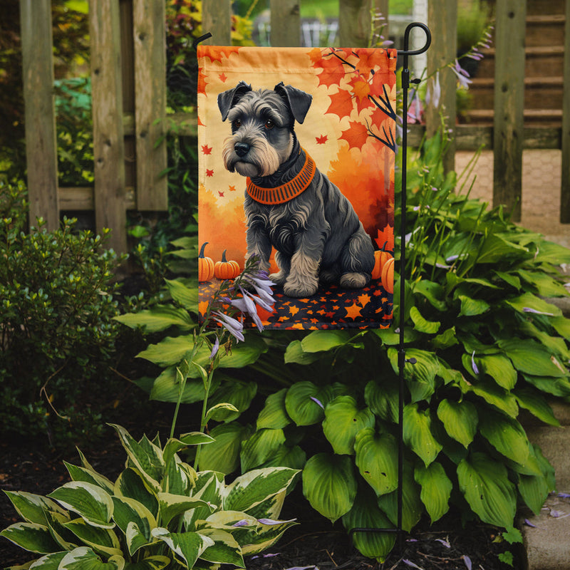 Schnauzer Fall Garden Flag