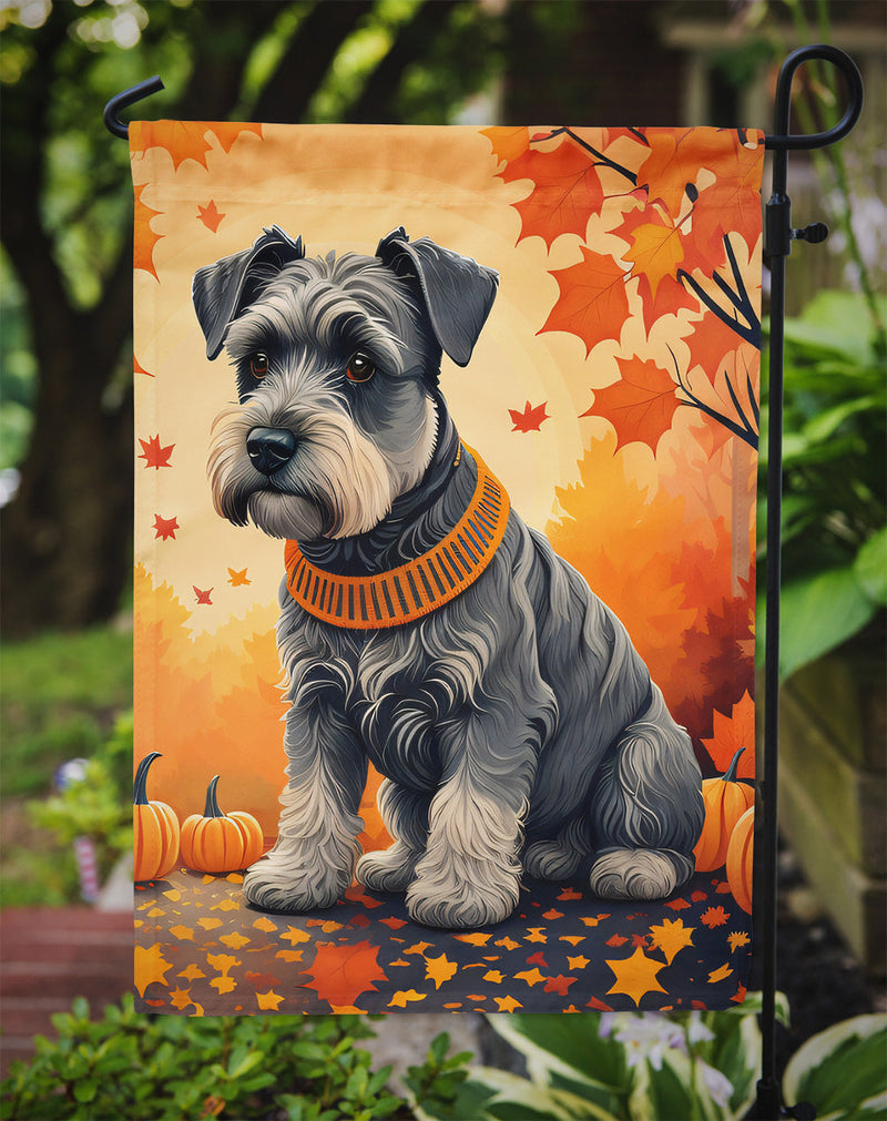 Schnauzer Fall Garden Flag