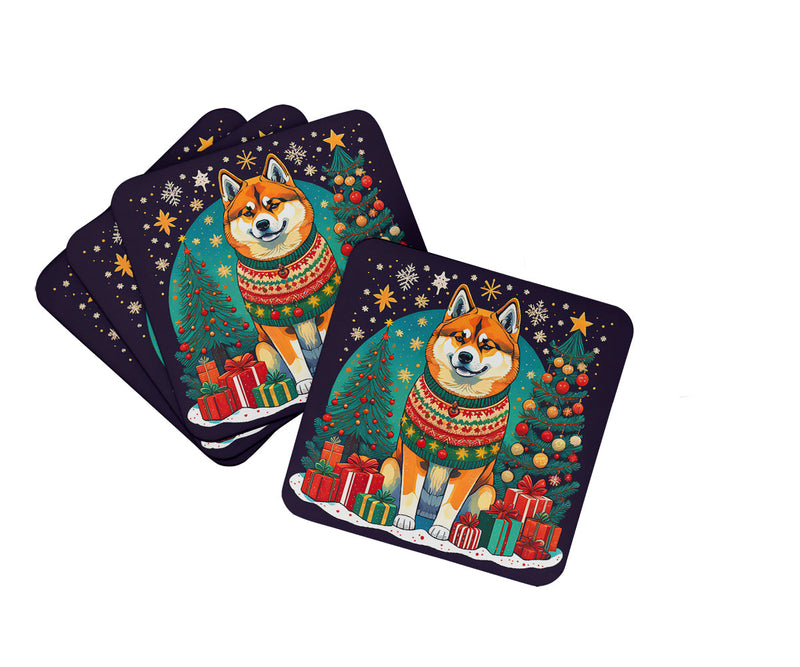 Akita Christmas Foam Coasters