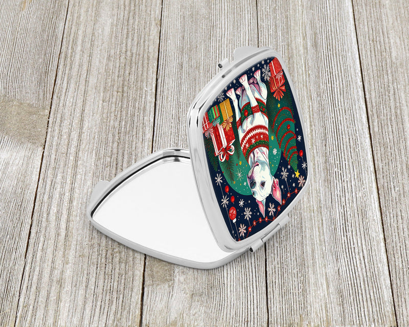 White Pit Bull Terrier Christmas Compact Mirror