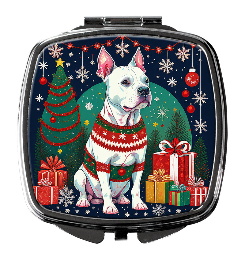 White Pit Bull Terrier Christmas Compact Mirror