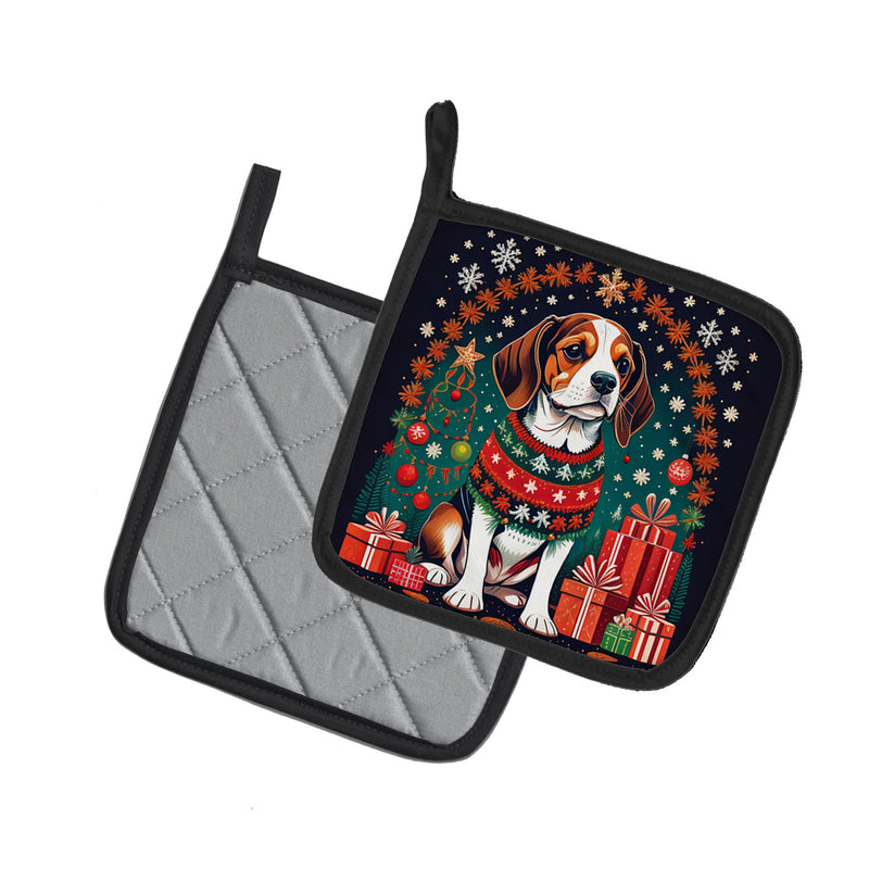 Beagle Christmas Pair of Pot Holders