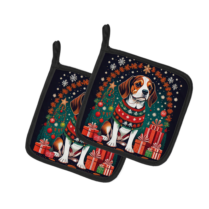 Beagle Christmas Pair of Pot Holders