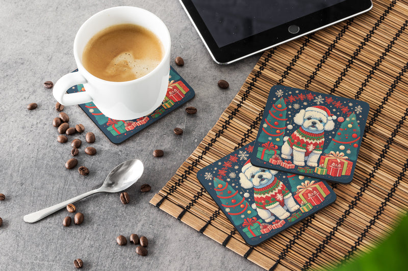 Bichon Frise Christmas Foam Coasters