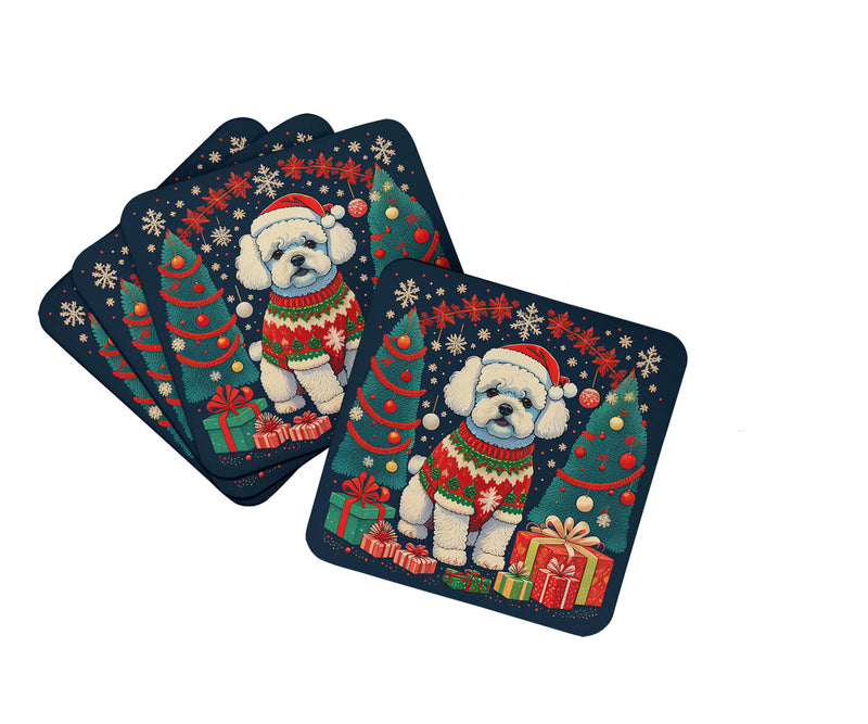 Bichon Frise Christmas Foam Coasters