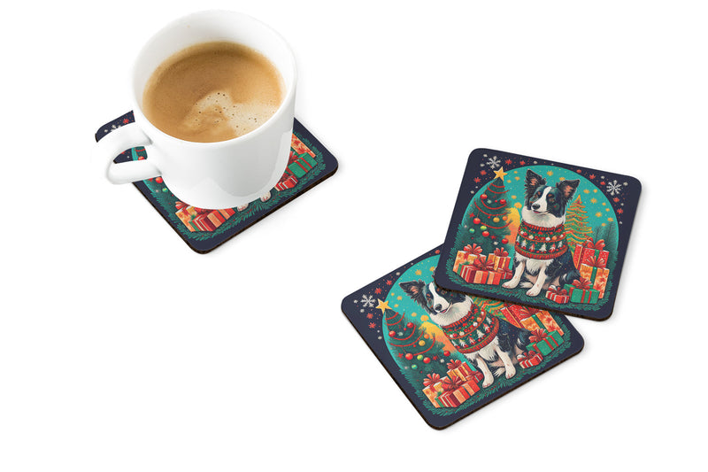 Border Collie Christmas Foam Coasters