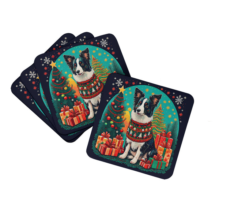 Border Collie Christmas Foam Coasters