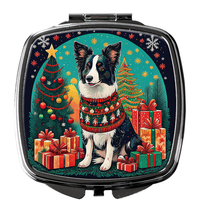 Border Collie Christmas Compact Mirror