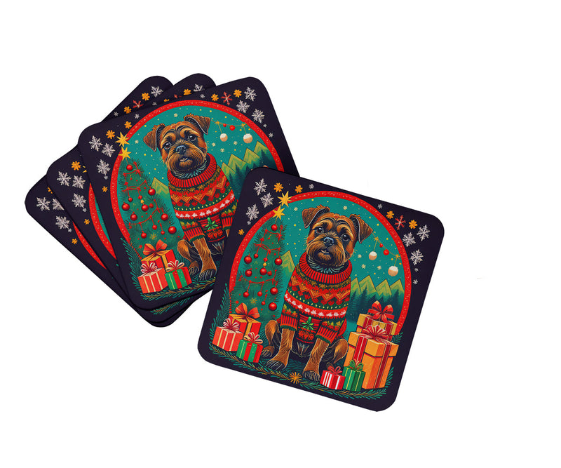 Border Terrier Christmas Foam Coasters