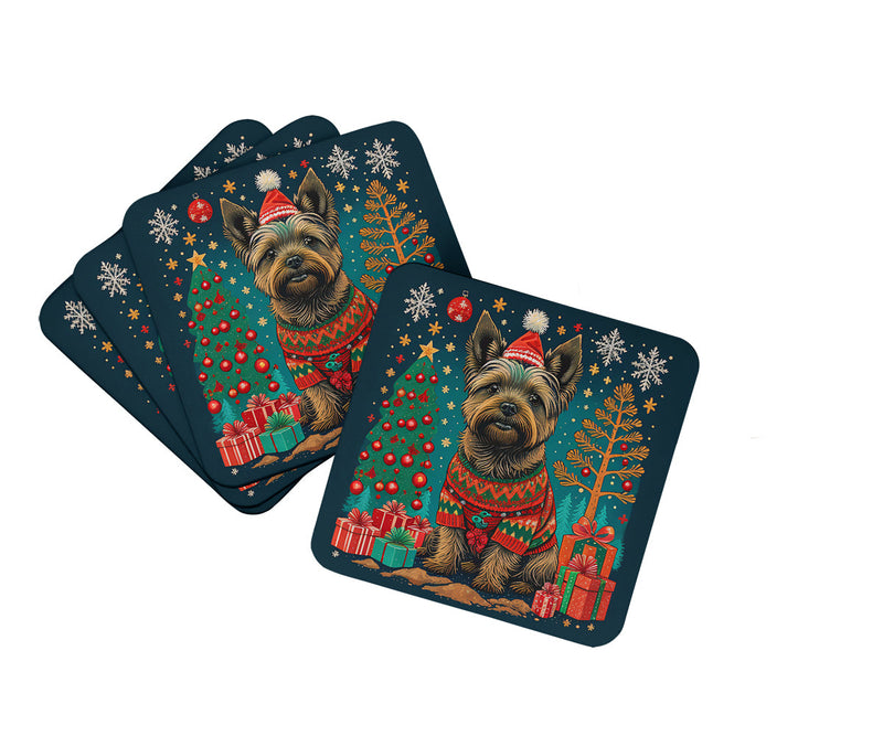 Cairn Terrier Christmas Foam Coasters