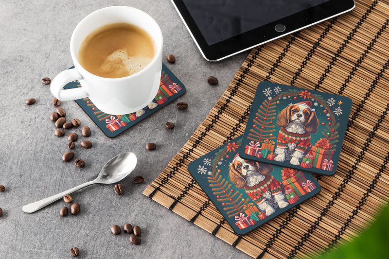 Cavalier King Charles Spaniel Christmas Foam Coasters