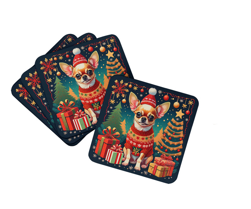 Chihuahua Christmas Foam Coasters