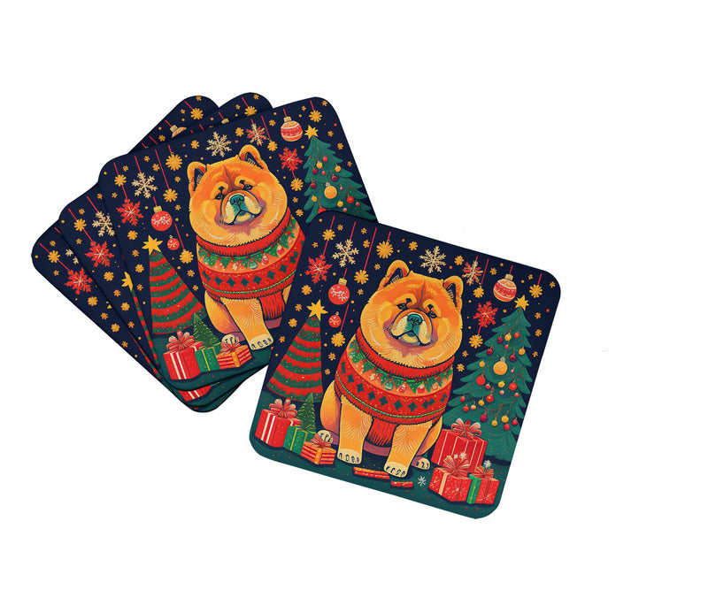 Chow Chow Christmas Foam Coasters