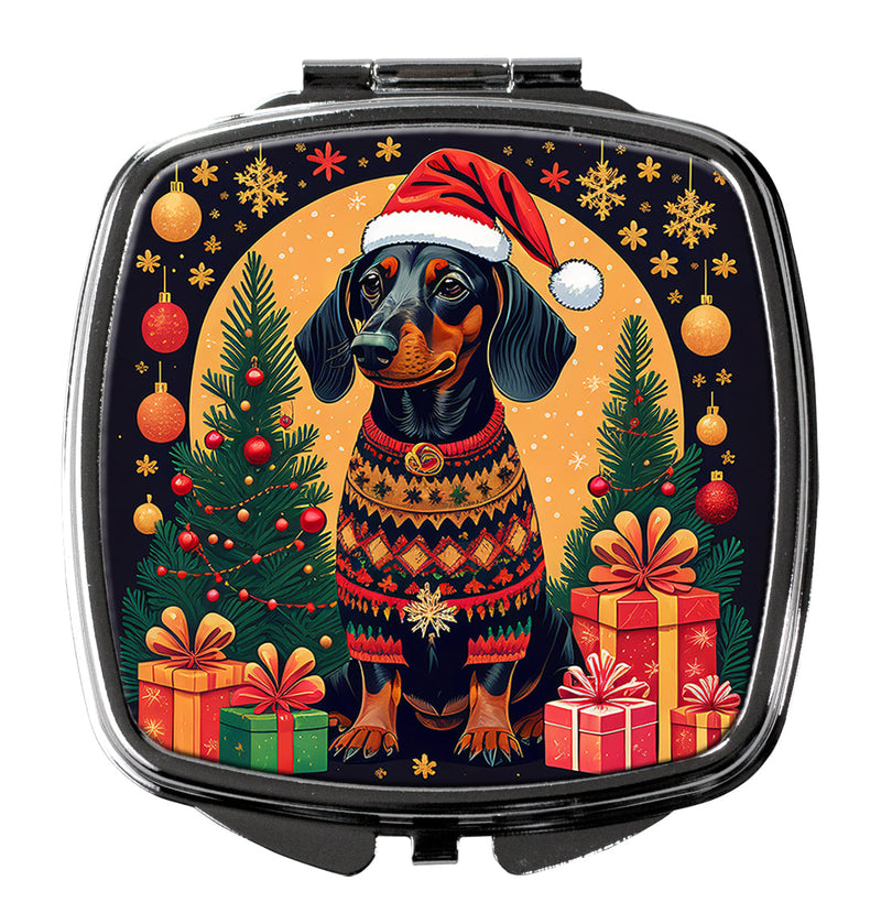 Black and Tan Dachshund Christmas Compact Mirror