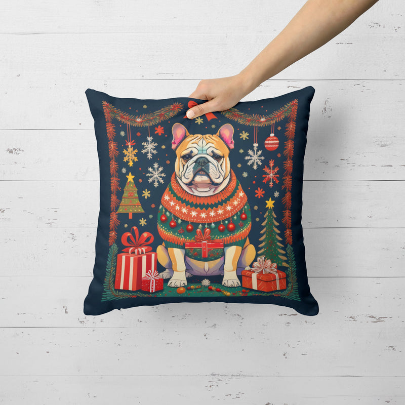 English Bulldog Christmas Fabric Decorative Pillow