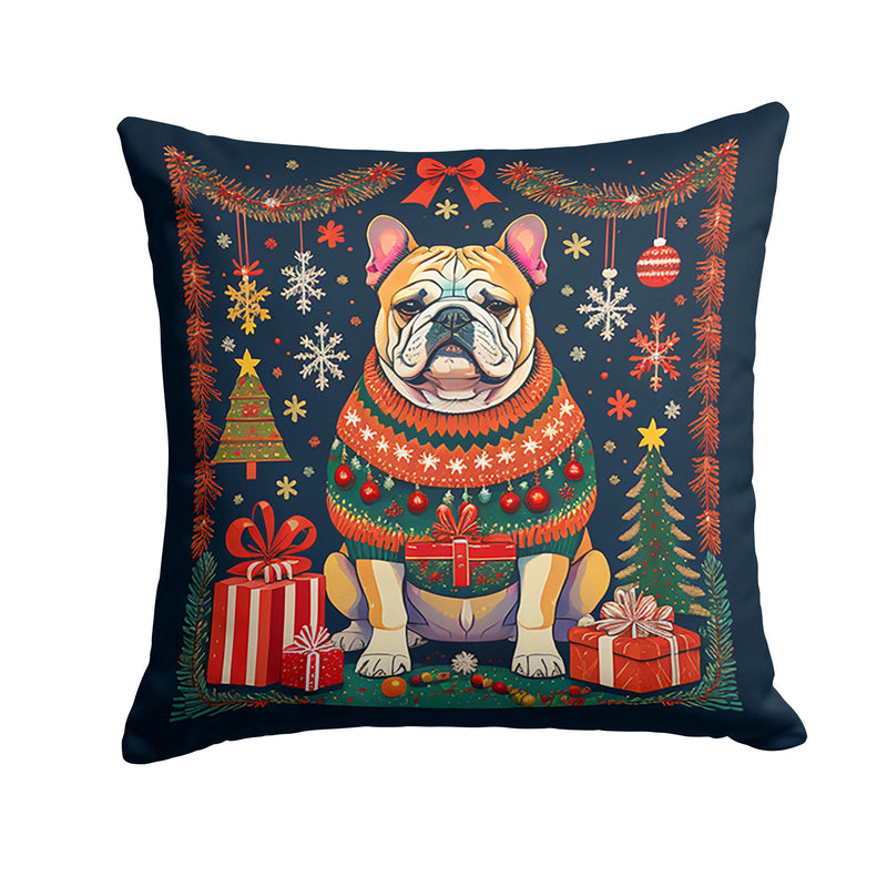 English Bulldog Christmas Fabric Decorative Pillow