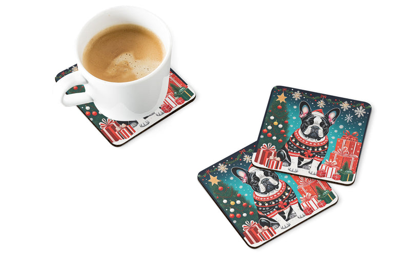 French Bulldog Christmas Foam Coasters